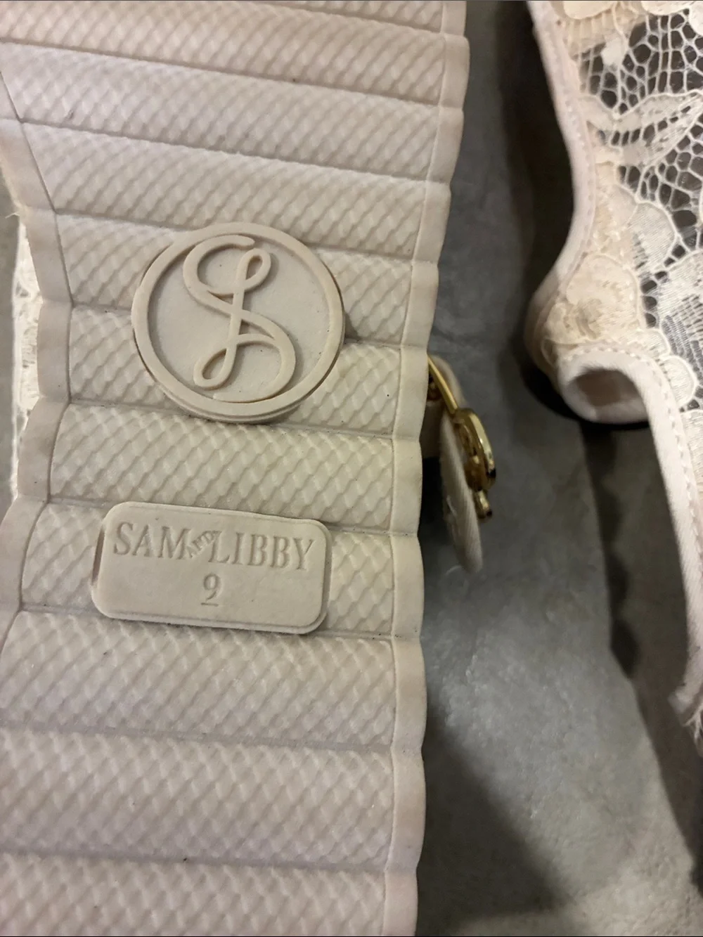 Sam & Libby Cream Lace Mary Jane Platform Espadrilles